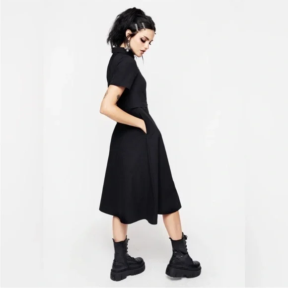 NWT Disturbia Fenrir Midi Shirt Dress Black 16 - Picture 3 of 11